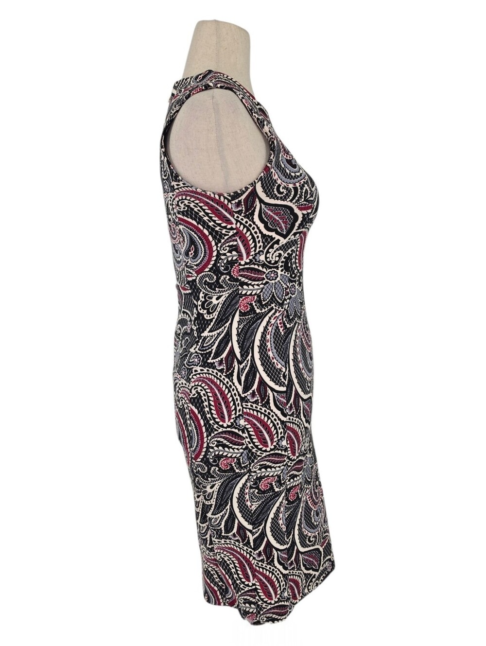 Shelby & Palmer Sheath Dress Size 8 Black Paisley Sleeveless Stretch - Picture 5 of 8